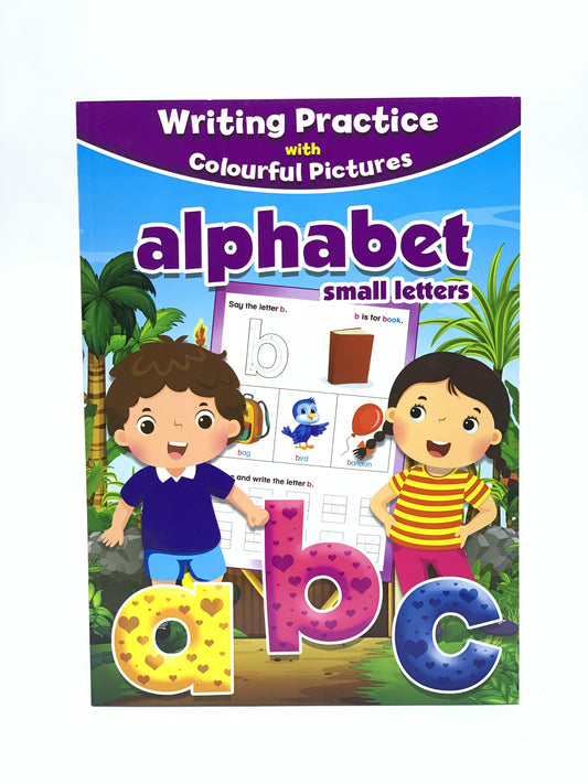 WRITAING PRACTICR WITH COLOURFUL PICTURES ALPHABET SMALL LETTERS BOOK