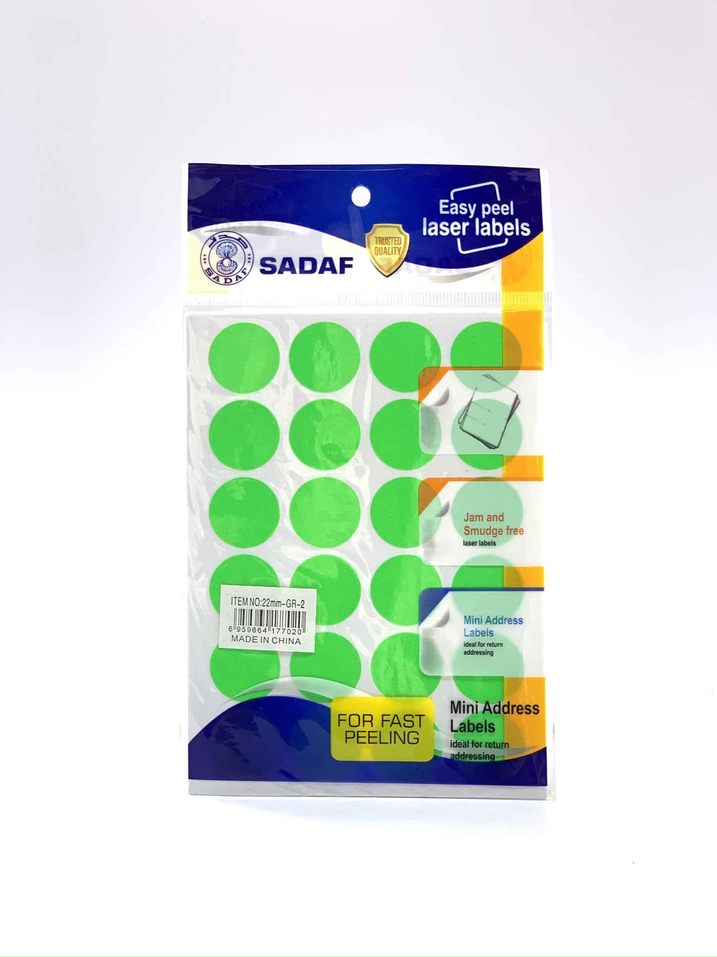 SADAF ROUND GREEN LABEL STICKER 1X10 SHEETS