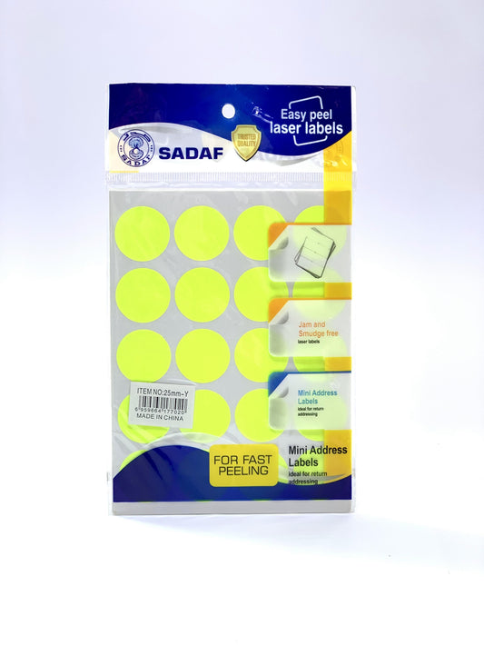 SADAF EASY PEAL LASER LABEL ROUND STICKER YELLOW 1X10 SHEETS