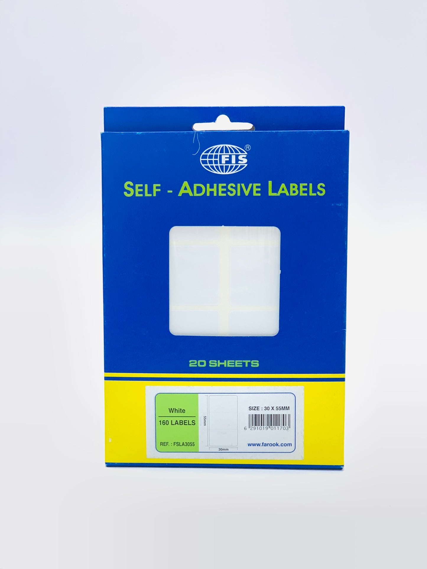 FIS SELF ADHESIVE LABELS 30X55MM  16 LABELS