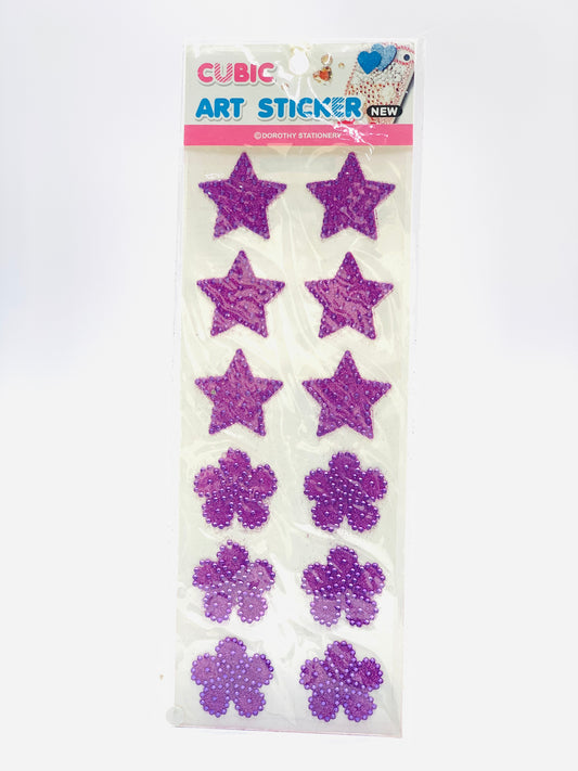 CUBIC ART PURPLE  STAR AND FLOWER STICKER