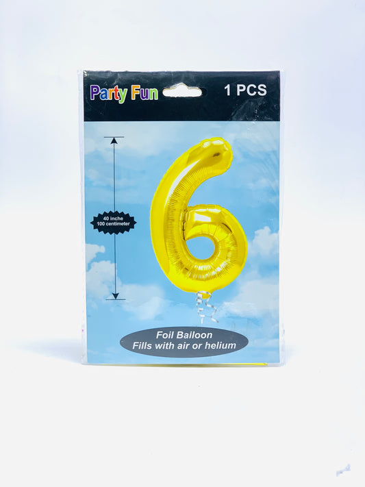 NO 6 FOIL BALLOON GOLD 40"