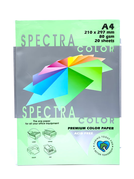 SPECTRA A4 COLOR PAPER LIGHT GREEN  80 GSM 20 SHEETS