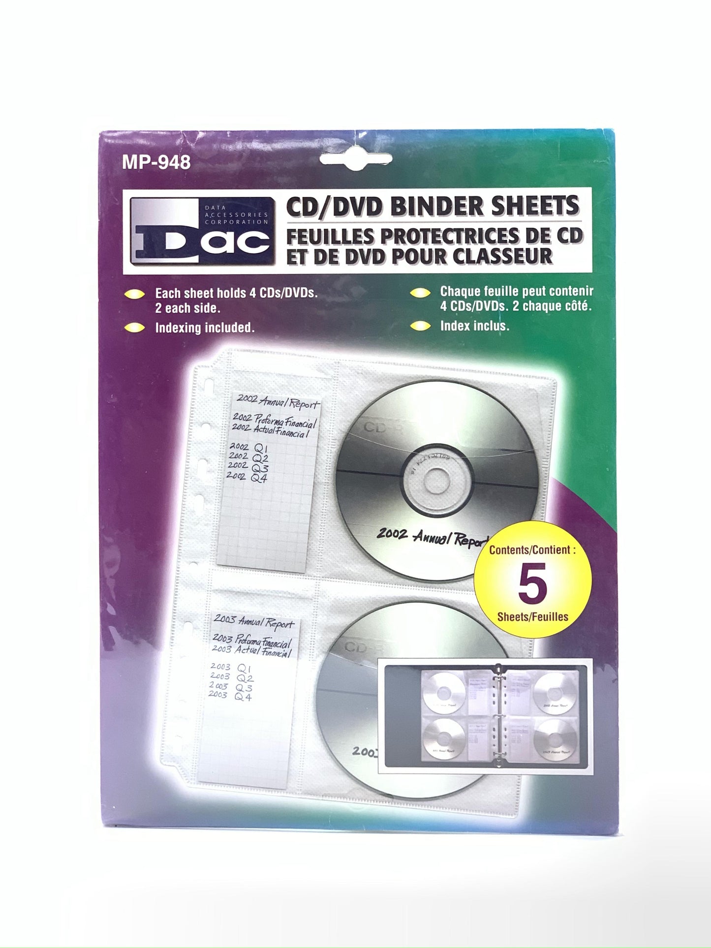 DAC CD DVD BINDER SHEETS(5 SHEETS )