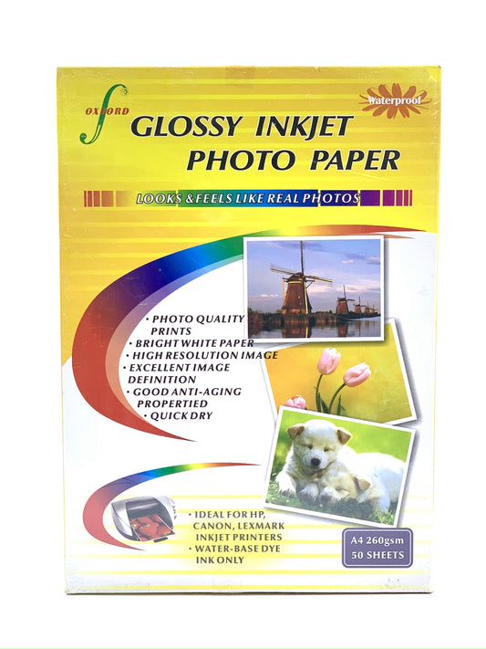 OXFORD GLOSSY INK JET PHOTO PAPER A4  (1X50)SHEETS