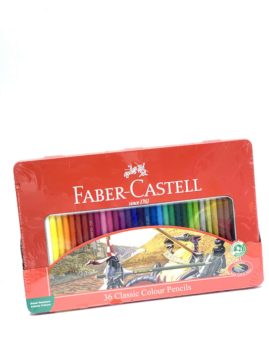 FABER CASTEL 36 COLOUR PENCILS WITH STEEL BOX