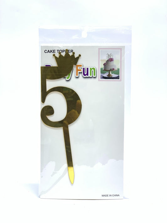 PARTY FUN CAKE TOPPER NO 5 GOLD