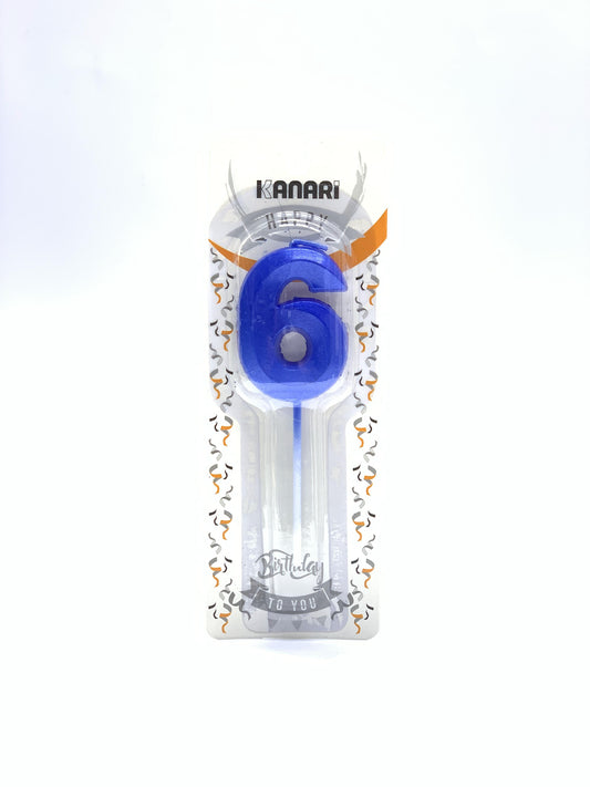 KANARI BIRTHDAY CANDLE NO 6 BLUE