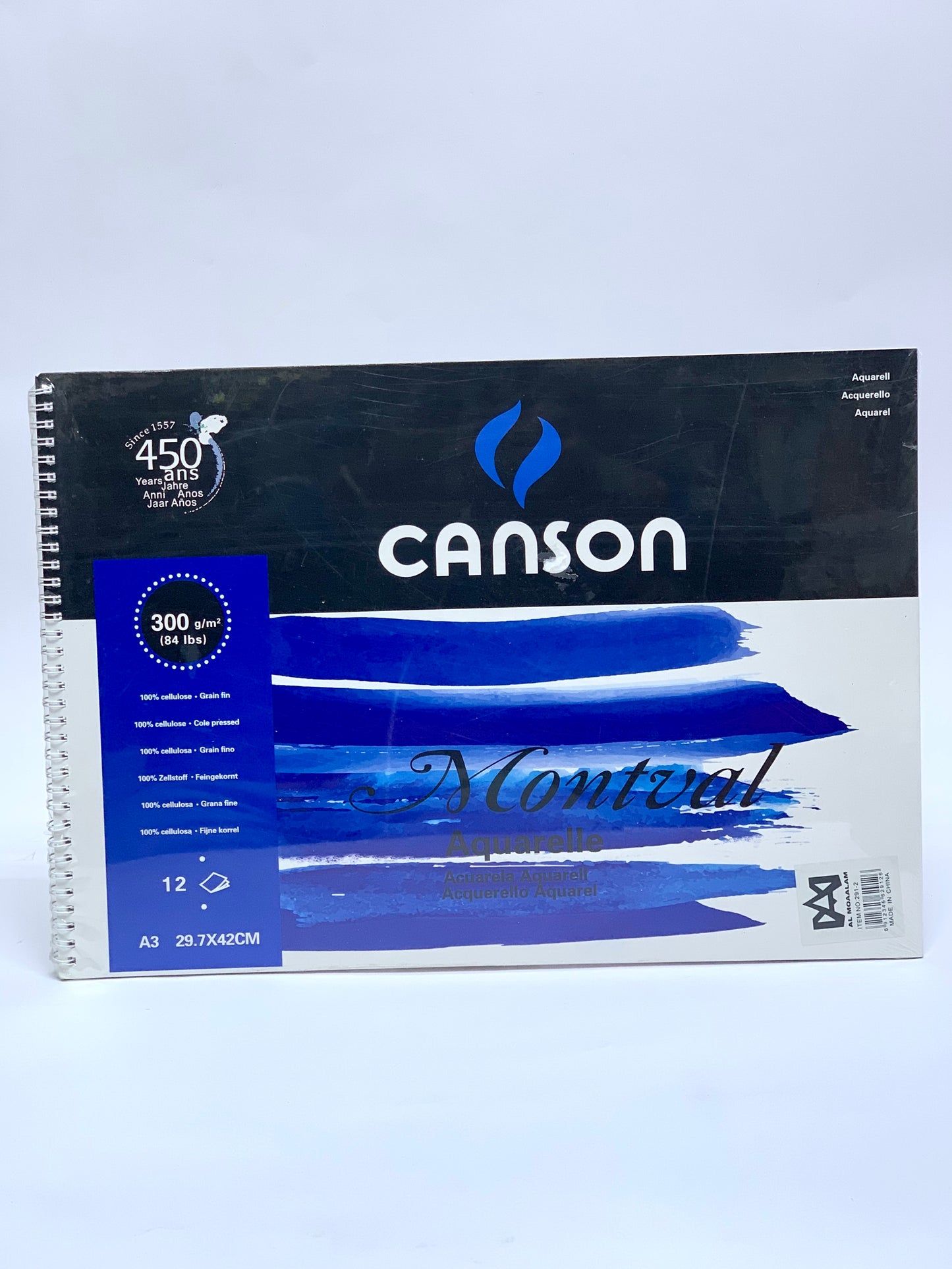 CANSON MONTAVAL AQUARELLE 300GSM 80LAB  12 SHEET..