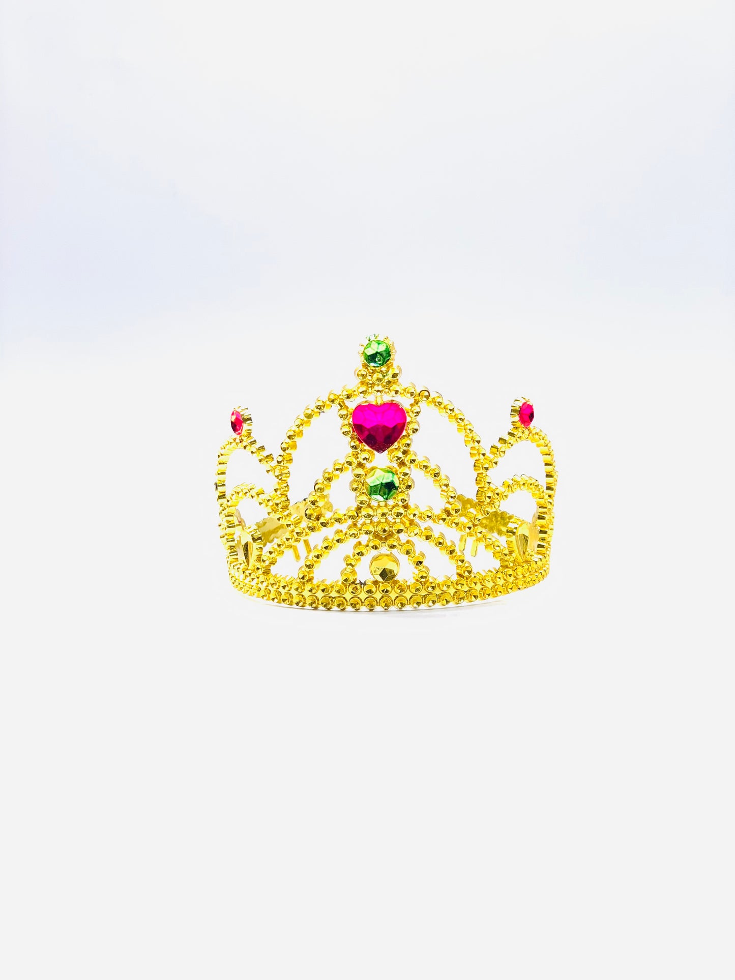 PLASTIC GOLDEN CROWN WITH HEART STONE