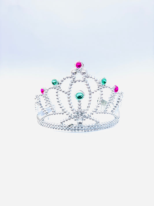 PLASTIC CROWN SILVER WITH STONE