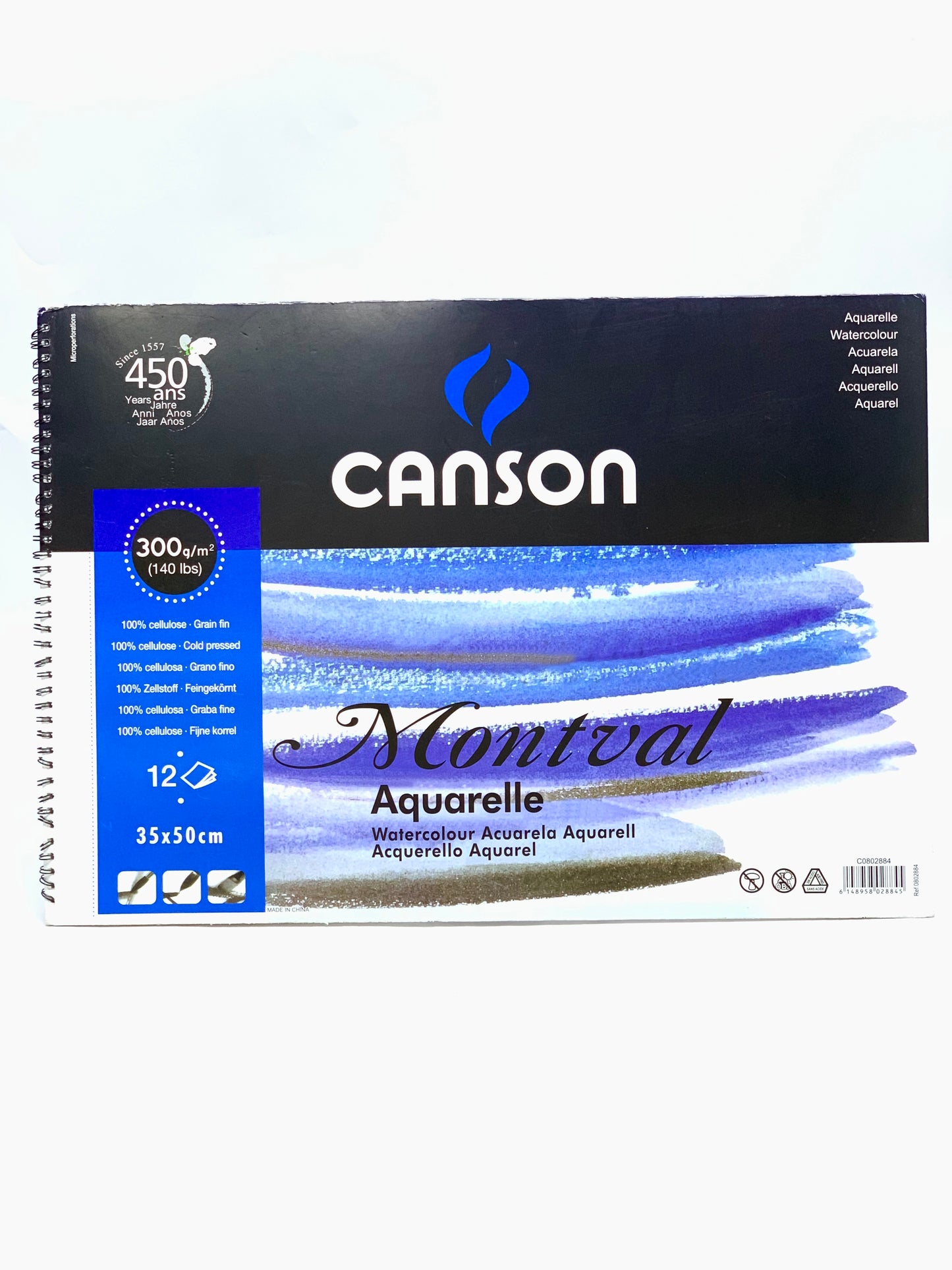 CANSON MONTVAL AQUARELLE 300GSM 35X50CM 12 SHEETS