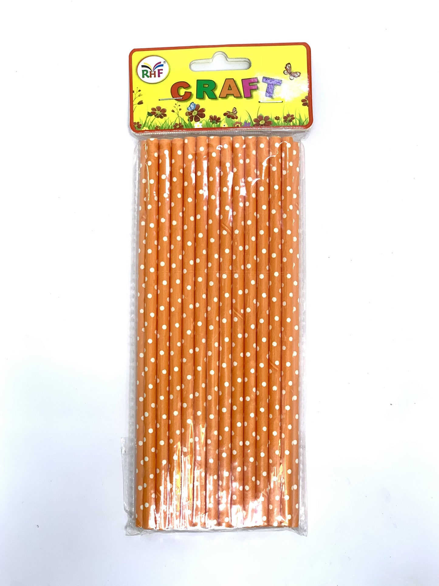 POLKA DOT ORANGE STRAWS