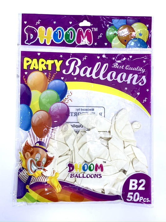 PARTY FUN BALLOONS WHITE COLOR 50 PCS