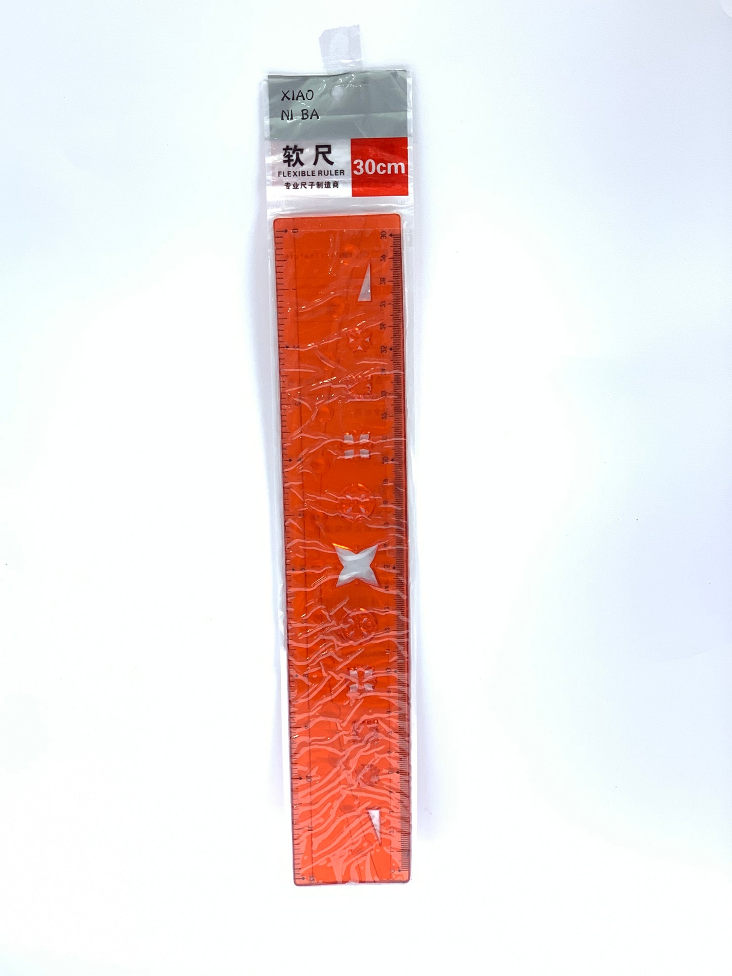 RED PLASTIC RULER 30 CM