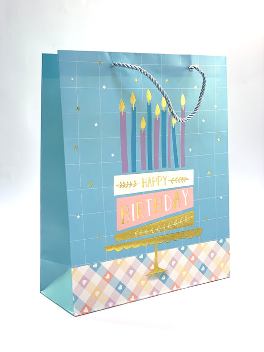 GIFT BAG LIGHT BLUE WITH CAKE DESIGN