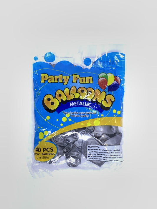 PARTY FUN BALLOONS SILVER 40 PCS