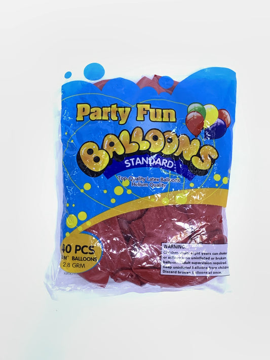 PARTY FUN BALLOONS STANDARD 40 PCS  RED COLOR