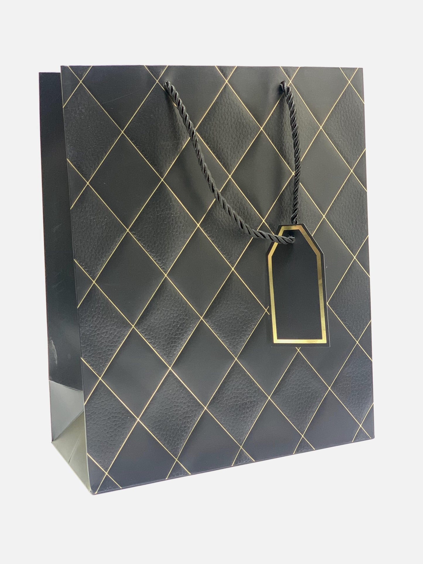 GIFT BAG BLACK WITH GOLD DIAMOND CUTTING DESIGN