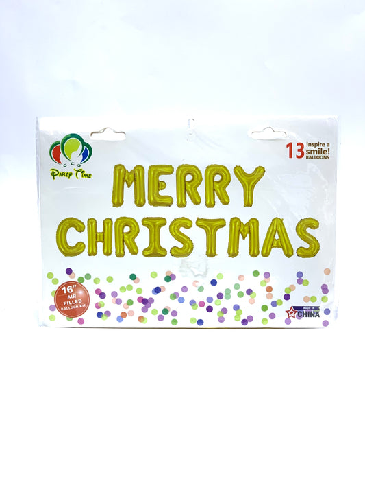 MERRY CHRISTMAS 16" AIR FILLED BALLOON KIT GOLD