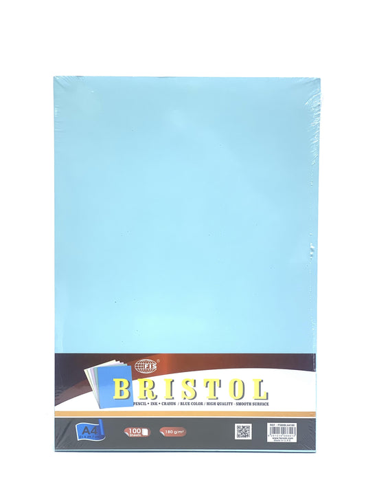 A4 BRISTOL CARD 180 GSM bLUE  COLOR 100 SHEETS