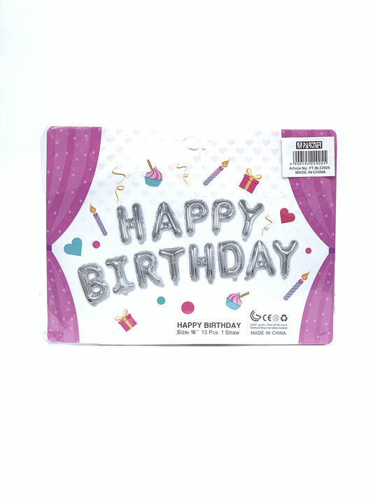 PARTNER HAPPY BIRTHDAY FOIL BANNER SILVER 16"