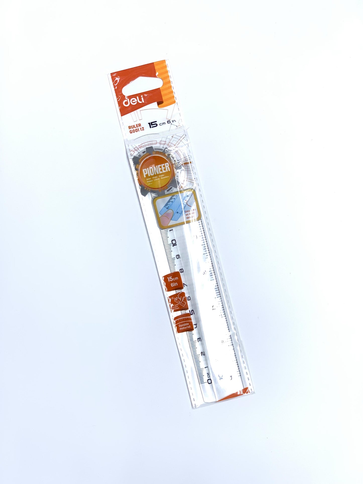 Deli Ruler, 15 cm Length, Transparent