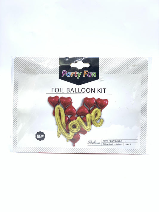 LOVE FOIL BALLOON KIT  GOLD & RED