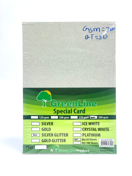 GREEN LINE SPECIAL SILVER GLITTER 300 GSM (50 SHEETS )A4