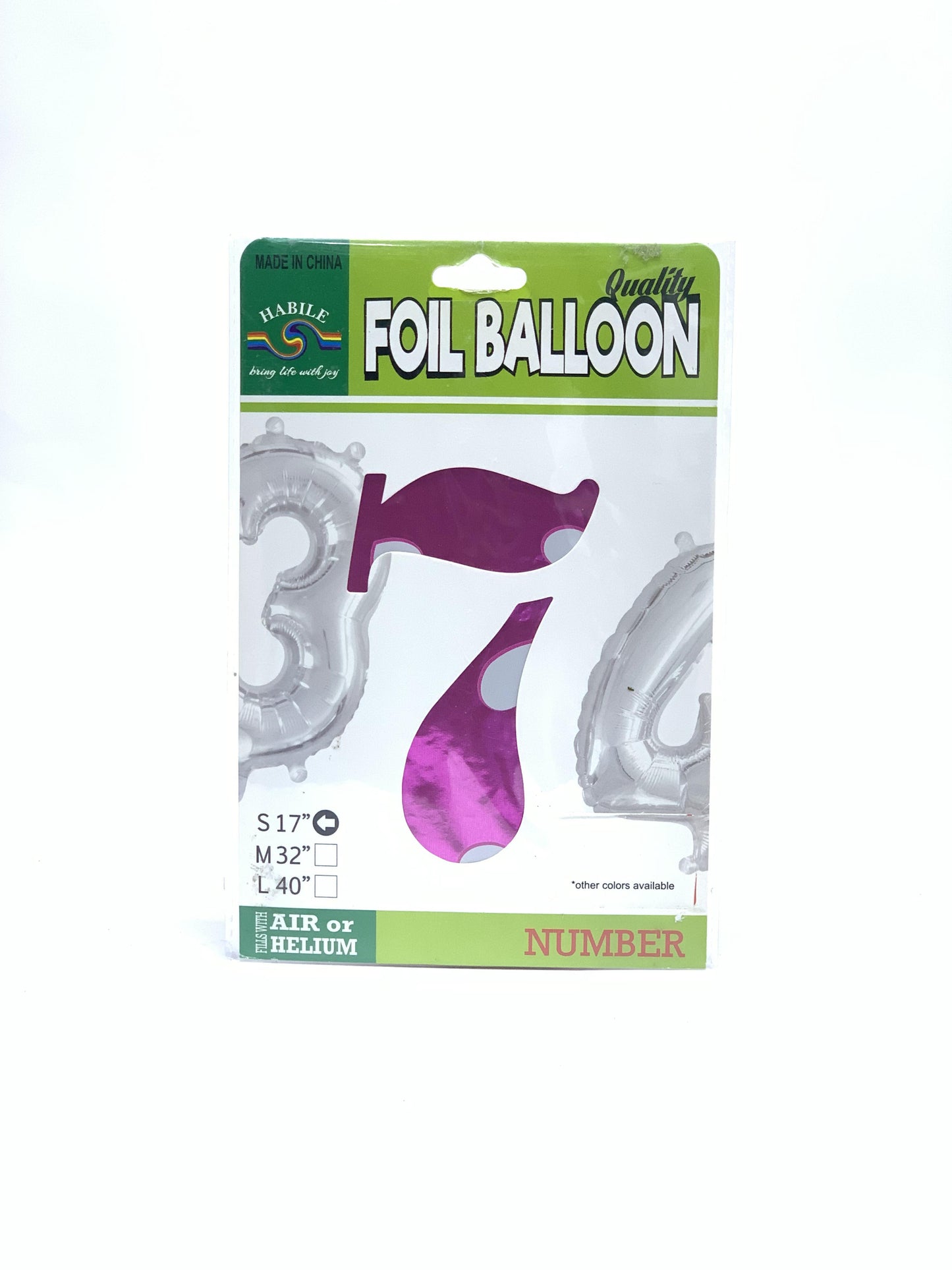 NO 7 FOIL BALLOON PINK 17"