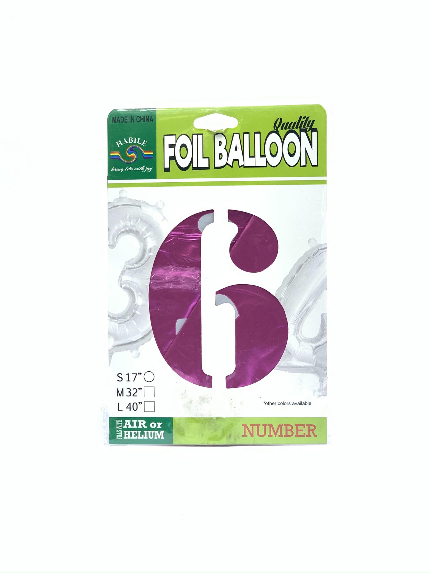 NO 6 FOIL BALLOON PINK  17"