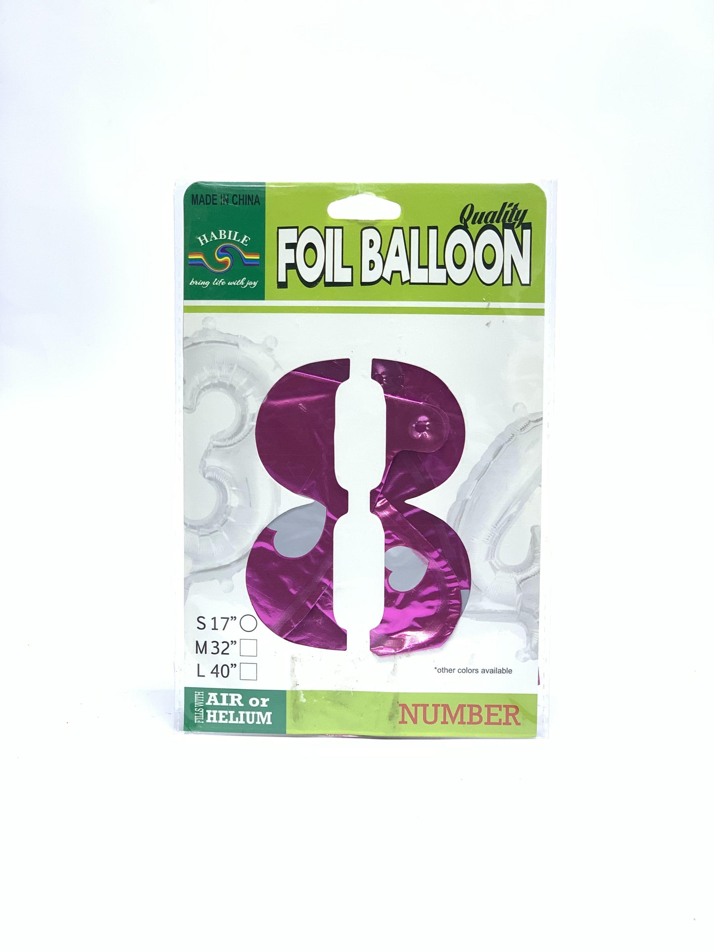 NO 8 FOIL BALLOON PINK 17"