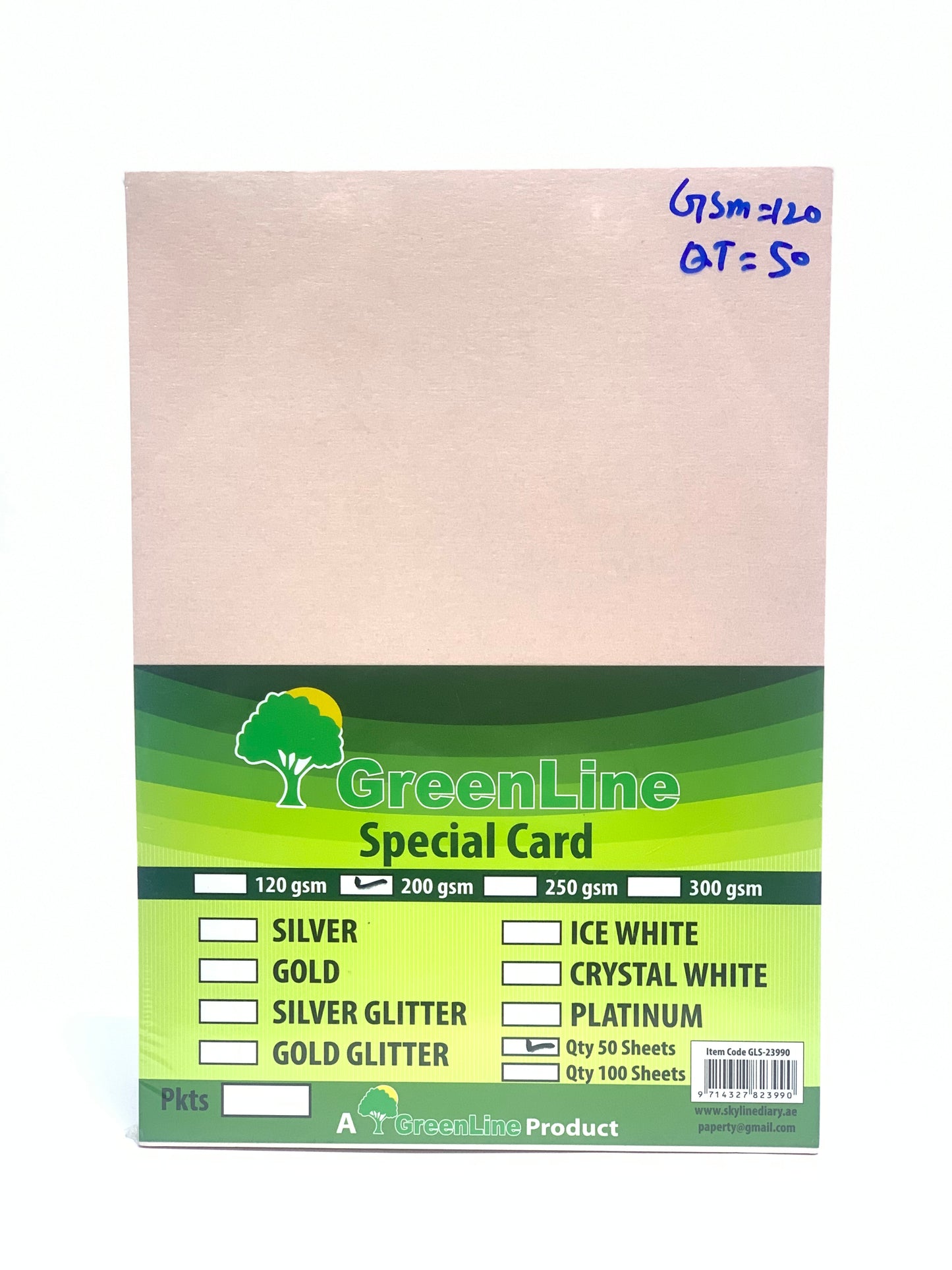 GREEN LINE SPECIAL CARD PINK  GLITTER 200GSM (50 SHEETS )