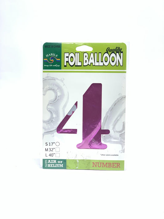 NO 4 FOIL BALLOON PINK