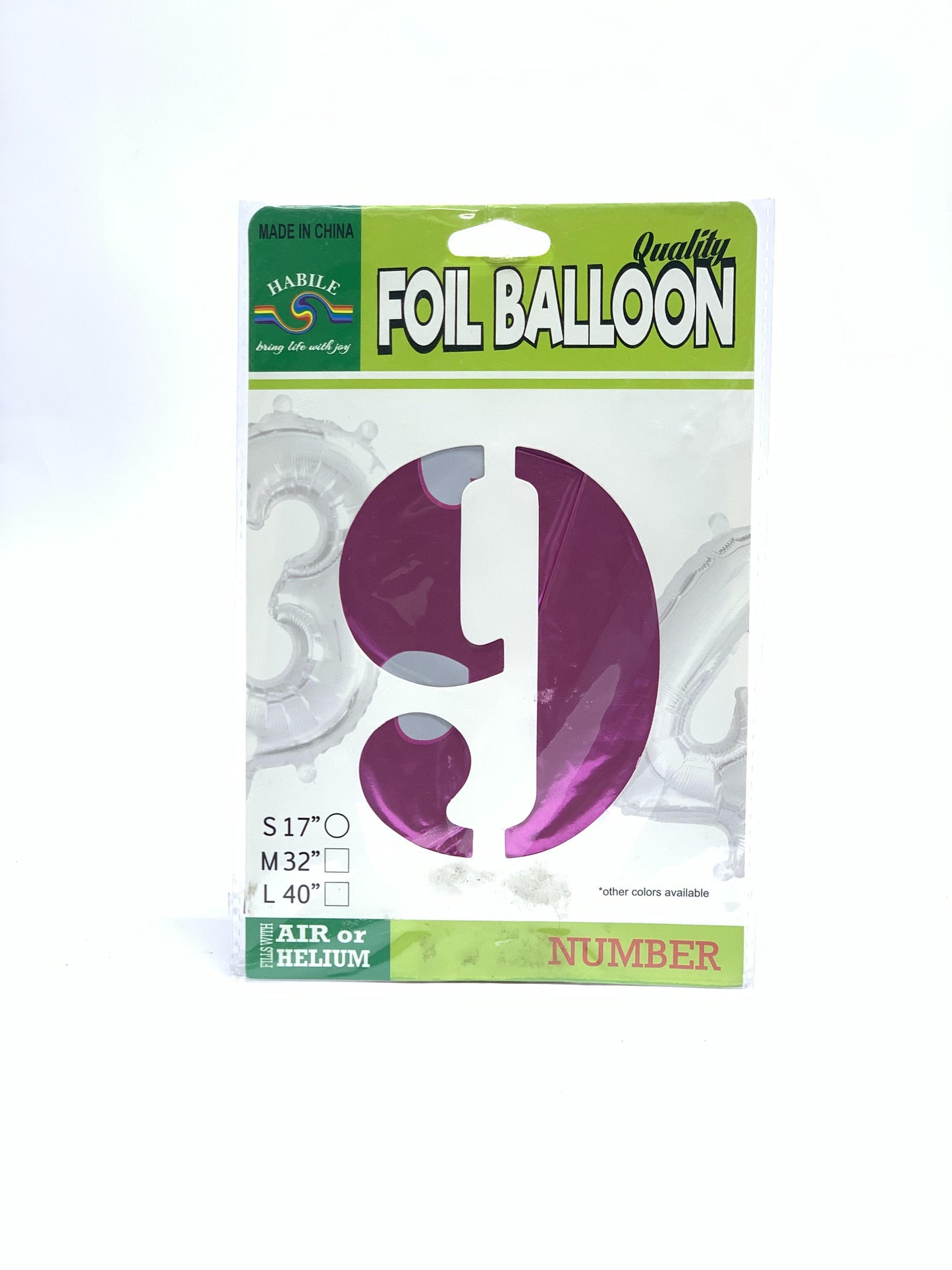 NO 9 FOIL BALLOON PINK