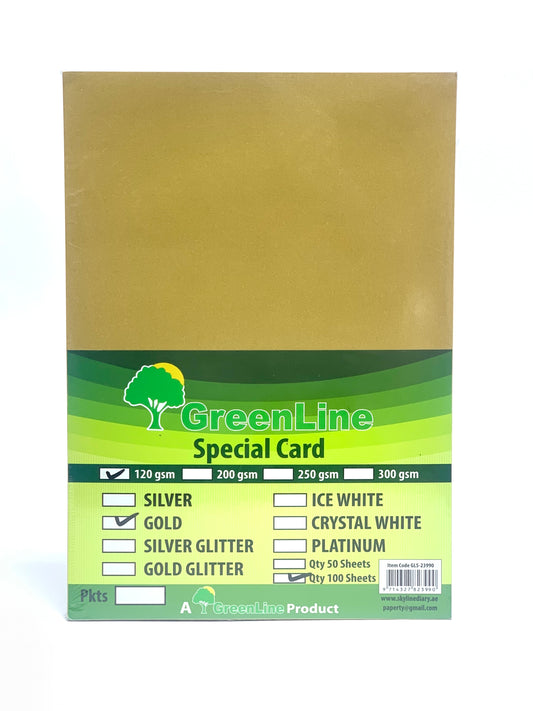 GREEN LINE SPECIAL CARD  GOLD  GLITTER 120 GSM (100SHEETS ) A4