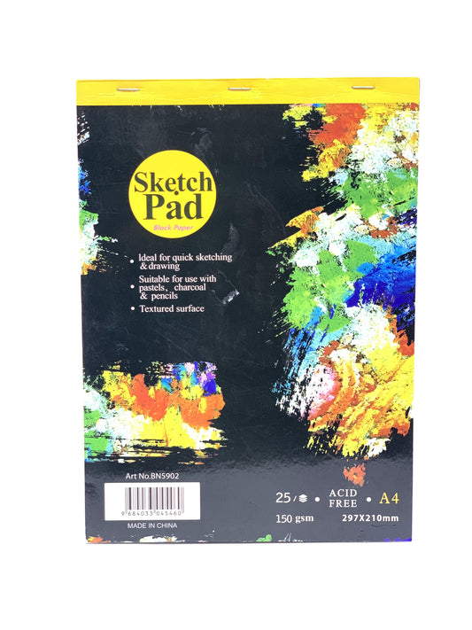 SKETCH PAD A4  BLACK PAPER 25 SHEETS 150 GSM  ACID FREE