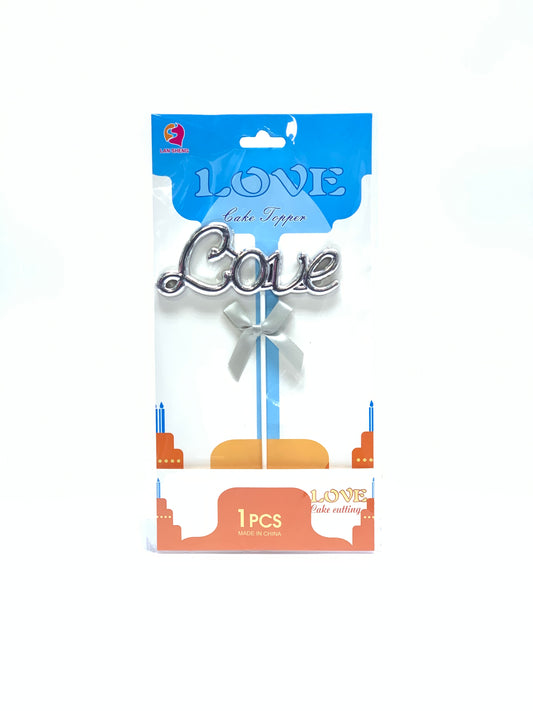 LOVE CAKE TOPPER SILVER