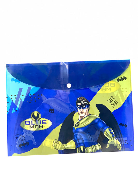 PLASTIC FILE ENVELOPE BLUE MAN DESIGN COVER