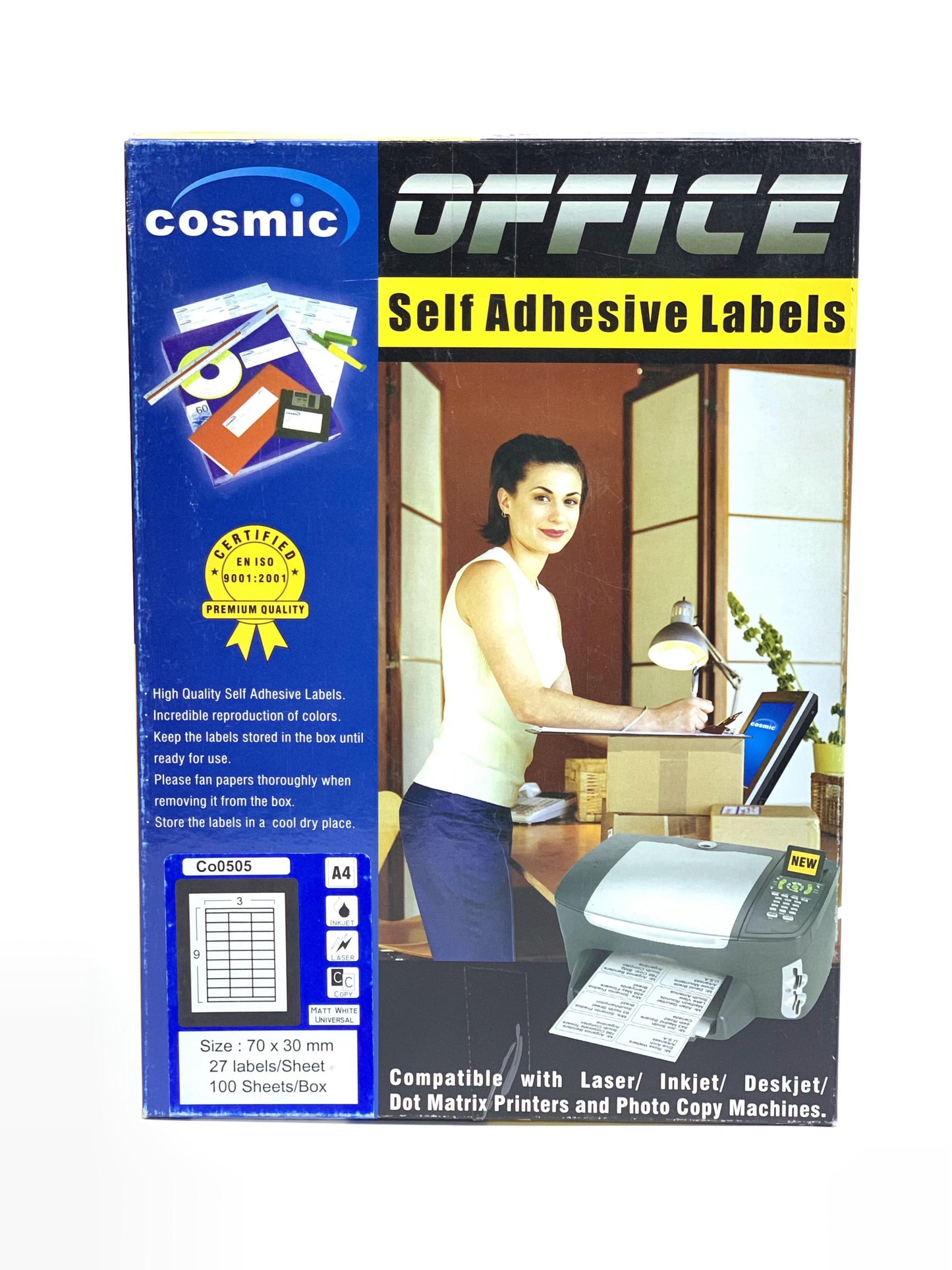 COSMIC SELF ADHESIVE  LABEL 27 CUT A4 (100 SHEETS )