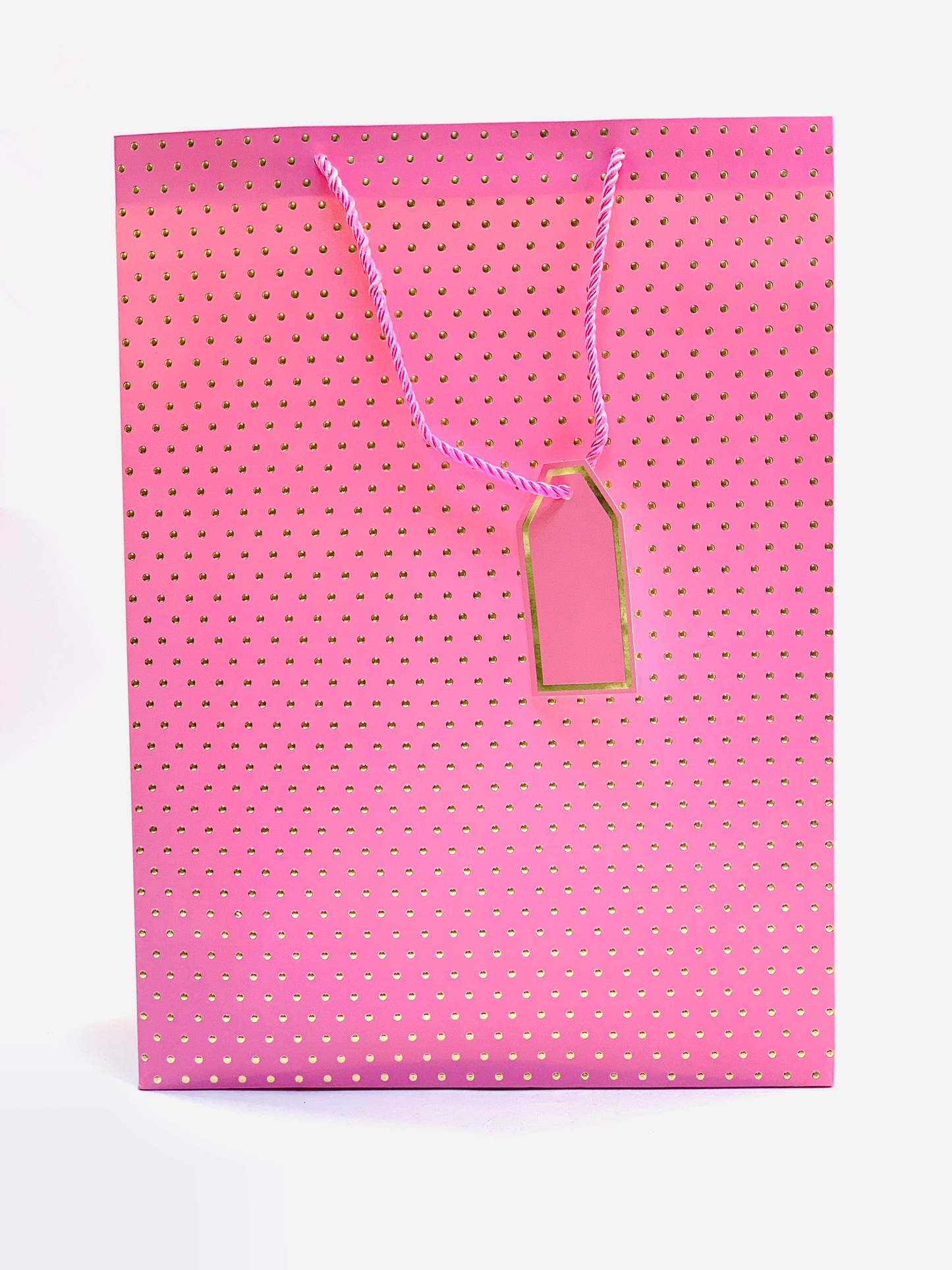 GIFT BAG PINK WITH GOLD DOT DESIGN