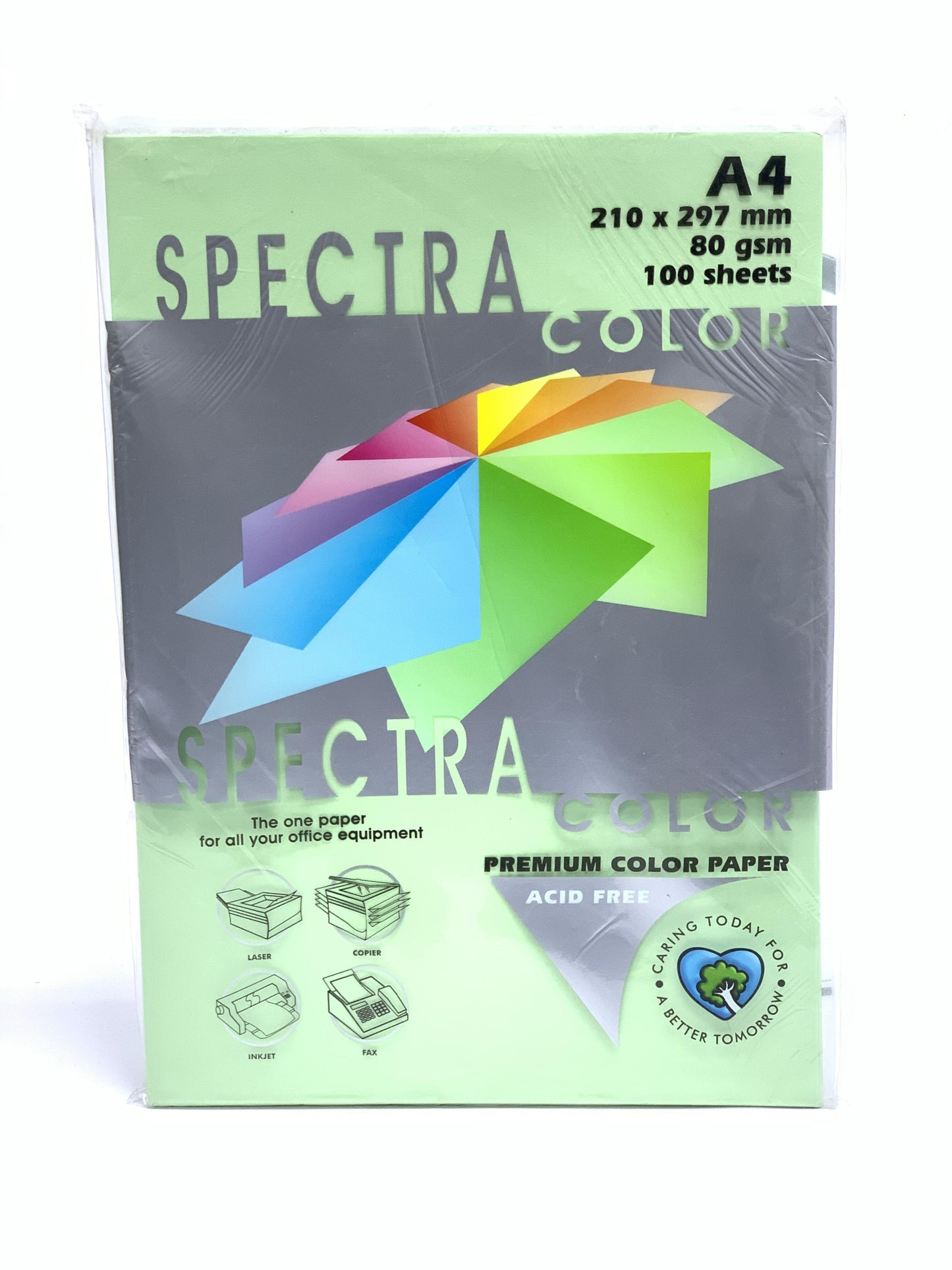 SPECTRA COLOR PAPER LIGHT GREEN 100 SHEETS 80 GSM