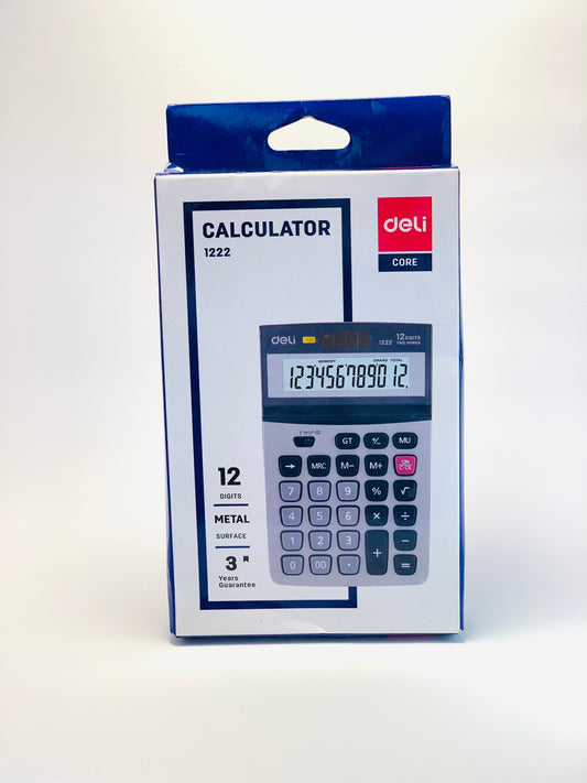 Deli Calculator 1222 - 12 Digits Metal Surface