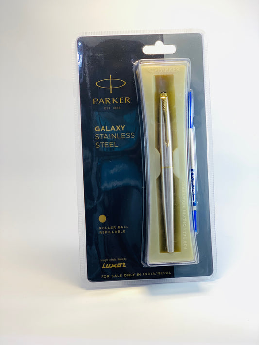 PARKER VECTOR SILVER AND GOLD WITH REFIL BLUE COLOR