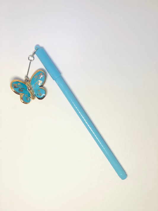 BUTTER FLY DESIGN LIGHT BLUE COLOR PEN