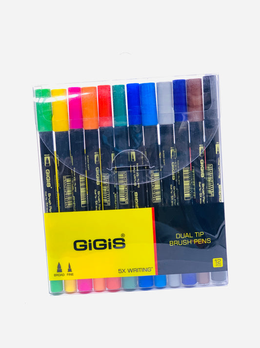 GIGIS DUAL TIP BRUSH PEN  1X 12