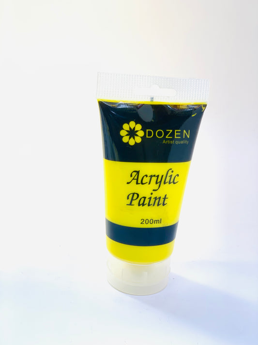 DOZEN ACRYLIC PAINT YELLOW 200ML