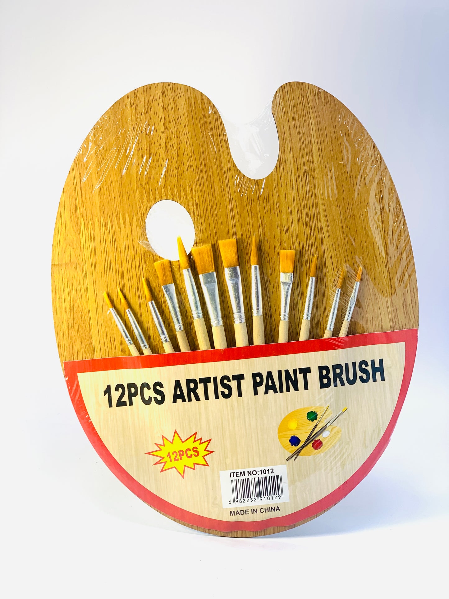 12 PCS ARTIST PAINT BRUSH WITH WOODEN PALETTE 1012