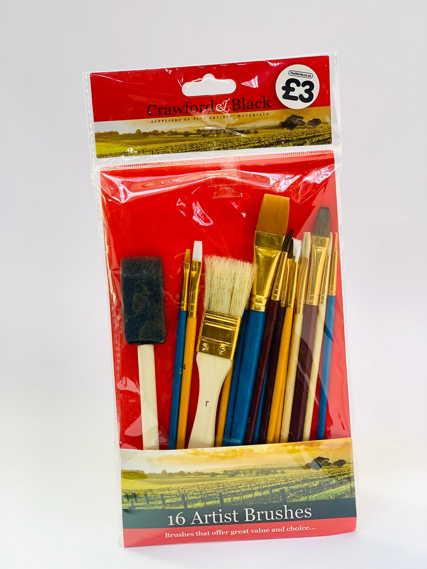 CRAWFORD PBLACK PAING BRUSH 16PCS