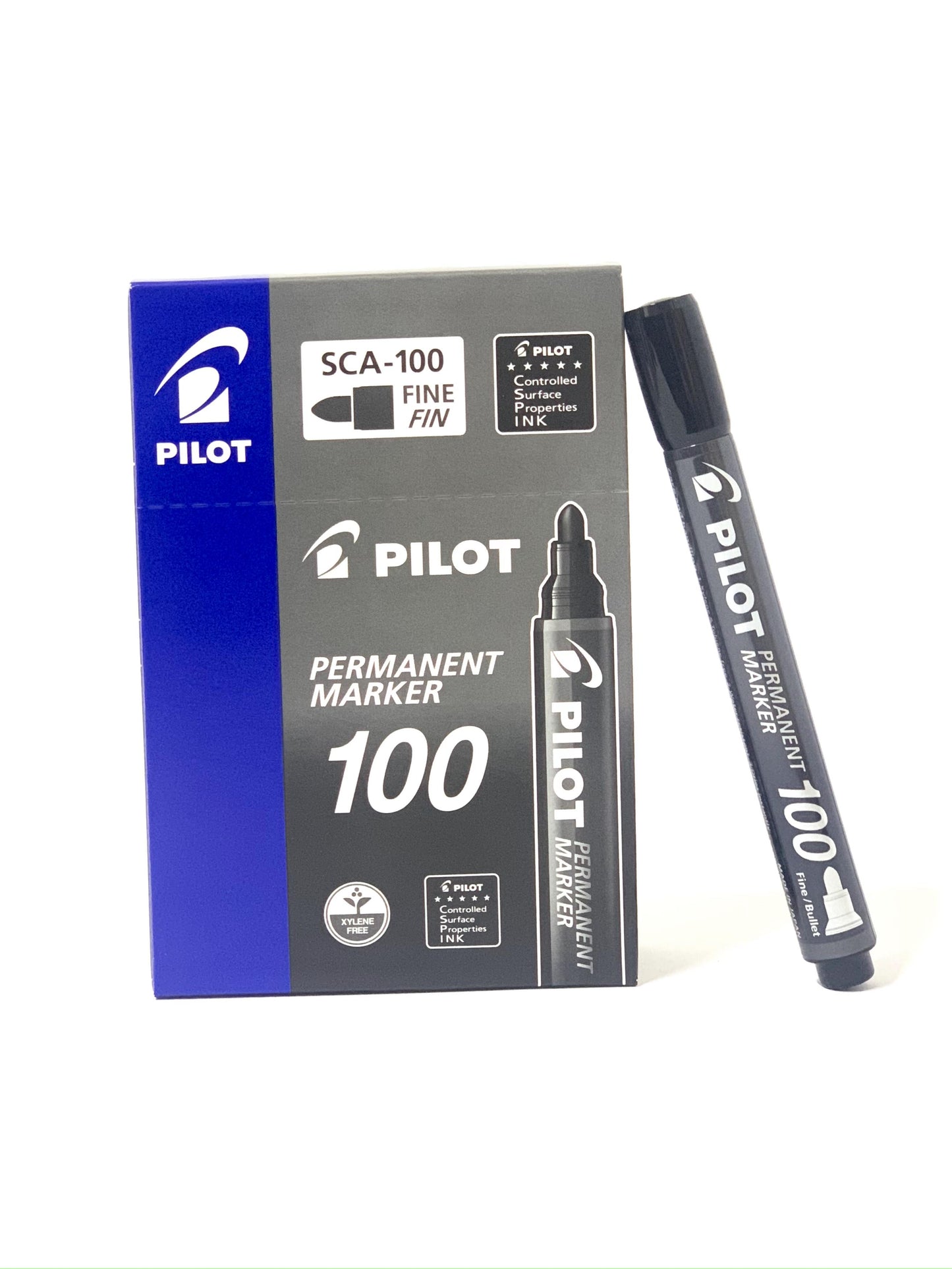 PILOT ACA-100 FINE FIN  PERMANENT MARKER BLACK BOX x 12 PCS